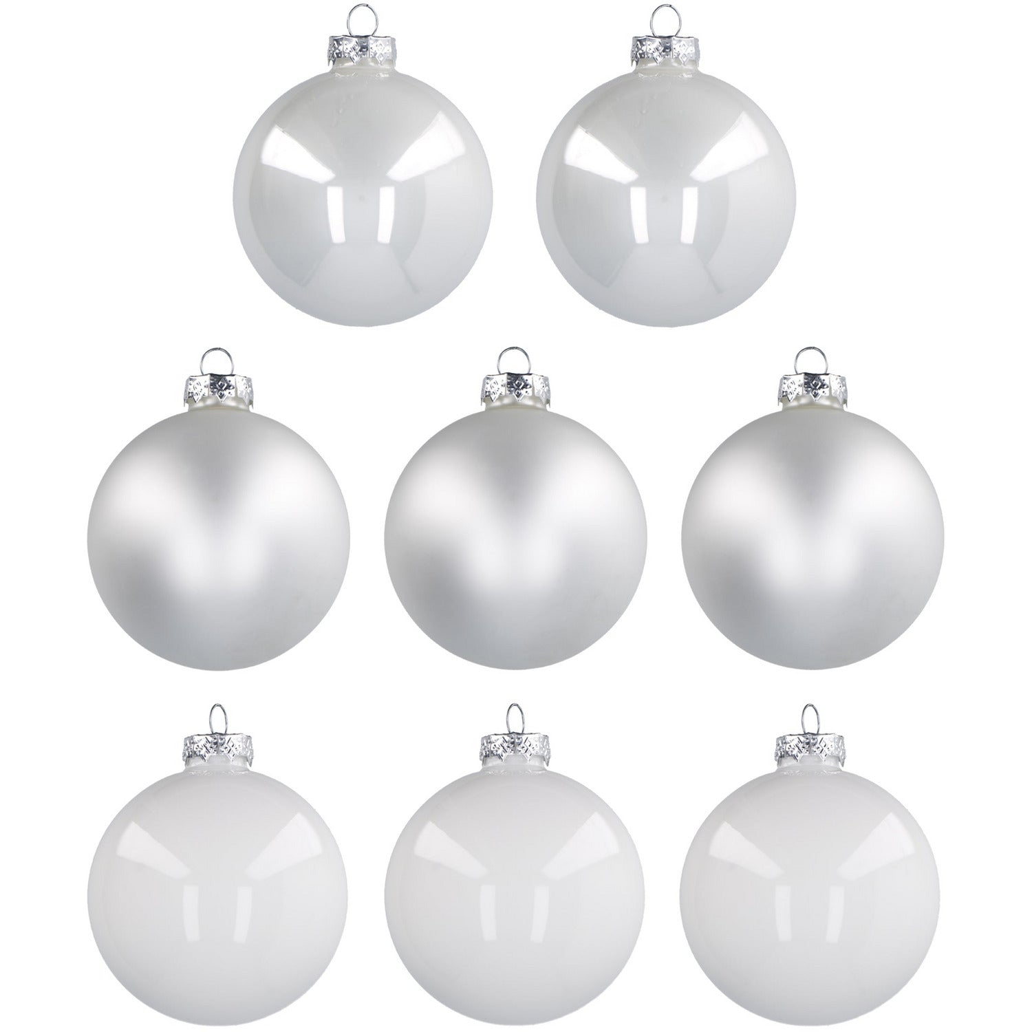 VESTIAMO CASA GRAN NATALE - Palle di Natale in Vetro Soffiato Bianche diametro 8 cm - set 8 pezzi